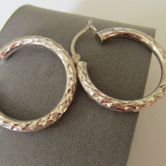 Sterling Silver Large Hoop Earrings - Picture 5 of 7